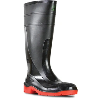 WORKWEAR, SAFETY & CORPORATE CLOTHING SPECIALISTS - Utility Gumboots - Utility 400 - Black / Red Pvc 400Mm Safety Toe Gumboot