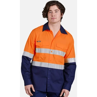 WORKWEAR, SAFETY & CORPORATE CLOTHING SPECIALISTS Workcool - Workcool 2 Hi-Vis Reflect Spliced Shirt L/S "HOOP"