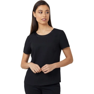 WORKWEAR, SAFETY & CORPORATE CLOTHING SPECIALISTS NNT - SATIN BACK CREPE SHORT SLEEVE TOP