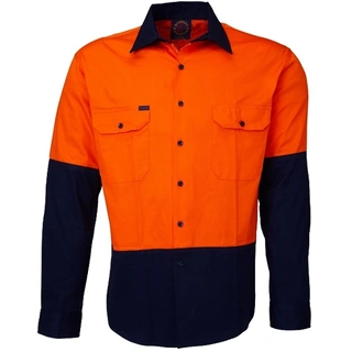 WORKWEAR, SAFETY & CORPORATE CLOTHING SPECIALISTS - Open Front 2 Tone L/S Shirt