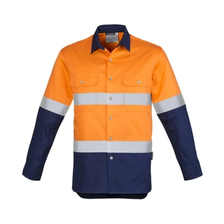WORKWEAR, SAFETY & CORPORATE CLOTHING SPECIALISTS Mens Hi Vis Industrial L/S Shirt - Hoop Taped
