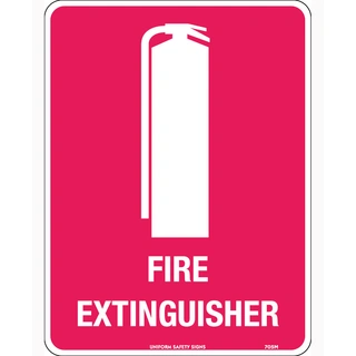 WORKWEAR, SAFETY & CORPORATE CLOTHING SPECIALISTS 90x55mm - Self Adhesive - Sheet of 10 - Fire Extinguisher (with pictogram)-Red / White-90x55mm