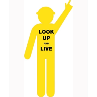 WORKWEAR, SAFETY & CORPORATE CLOTHING SPECIALISTS - 1800x900mm - Corflute - Yellow Cut Out Safety Construction Worker  [Arms Up - Finger Pointing] Print